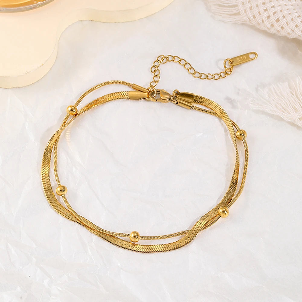 Gold Double-Layer Anklet
