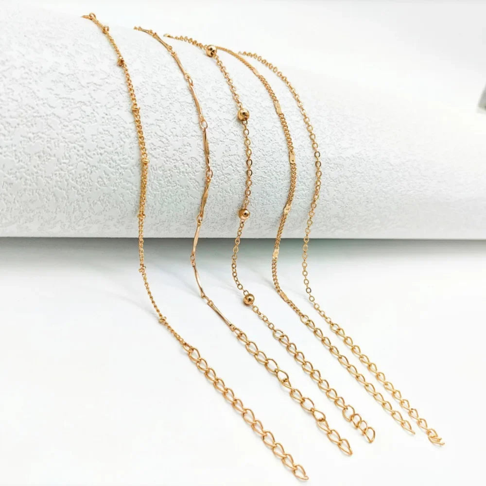 Layered Leaf & Cuban Chain Anklet
