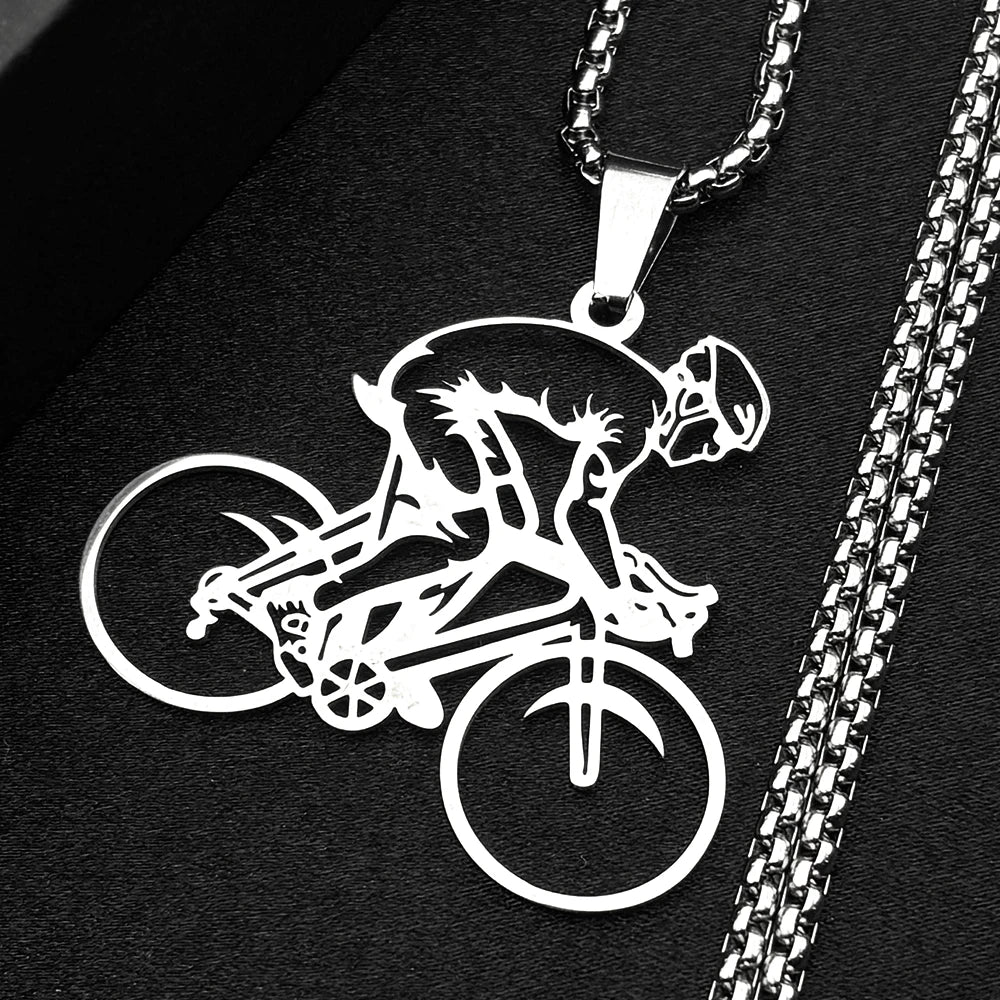 Mountain Bike Riders Chain For Women Men Stainless Steel Silver Color Extreme Outdoor Sports Lover Male Hiphop Necklace Jewelry