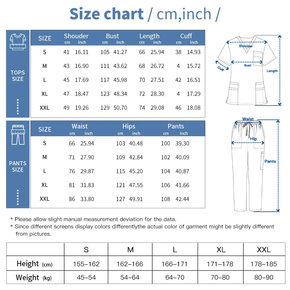Scrubs Uniform Men Workwear Lab Work Clothes Uniforms Health Service Nursing Uniforms Short Sleeve V-neck Scrubs Tops+Pants Suit