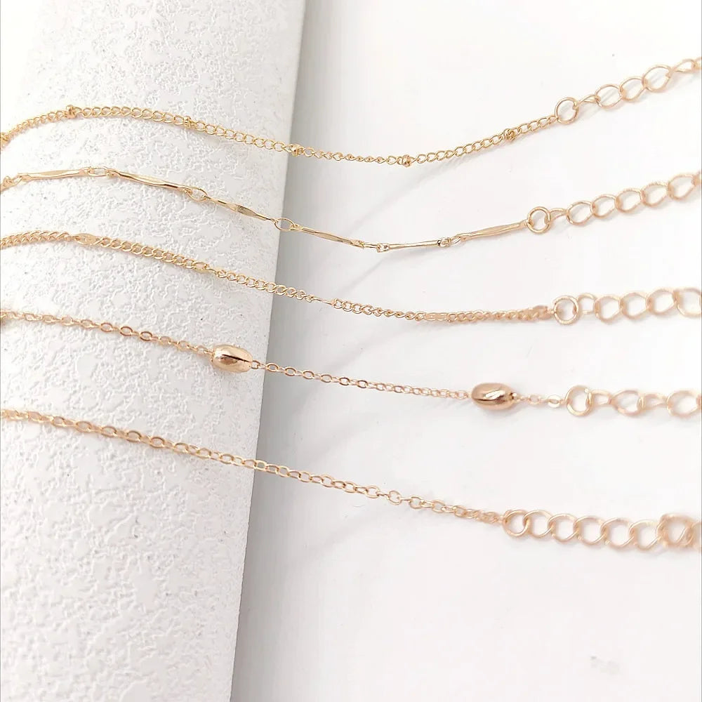 Layered Leaf & Cuban Chain Anklet