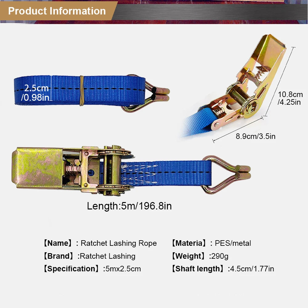 Ratchet Straps 1pc 5Meter Lorry Lashing Handy Straps Thickened Car Strapping Belt Tensioner Binding Strapping Tensioner