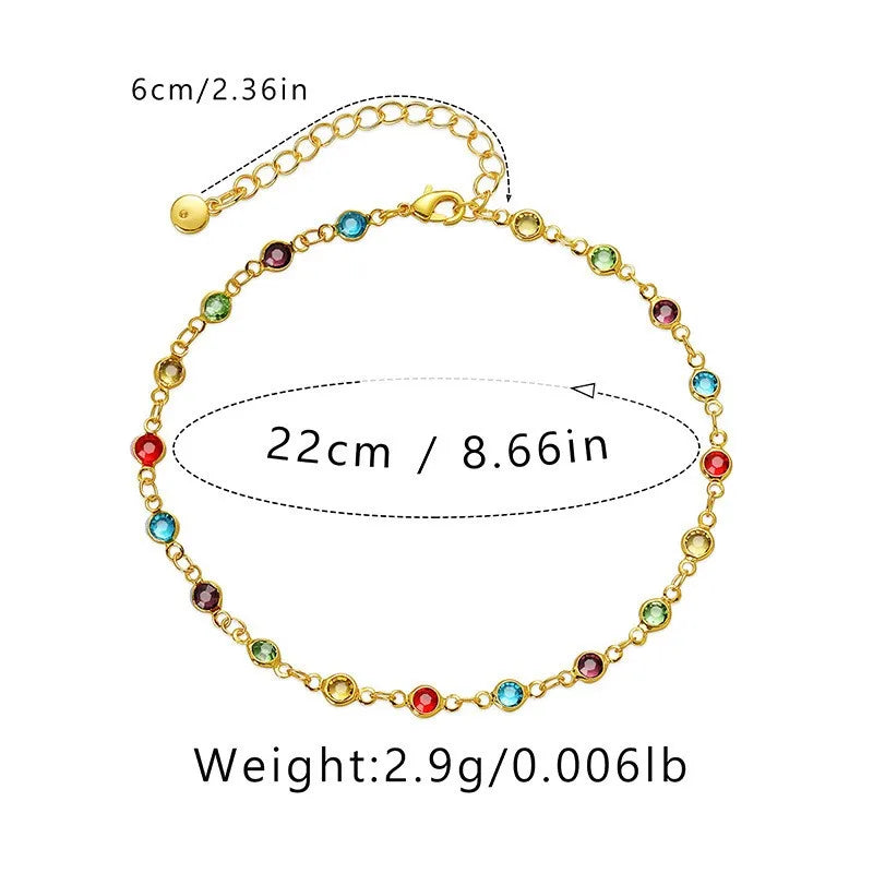 Boho Rainbow Rhinestone Anklet