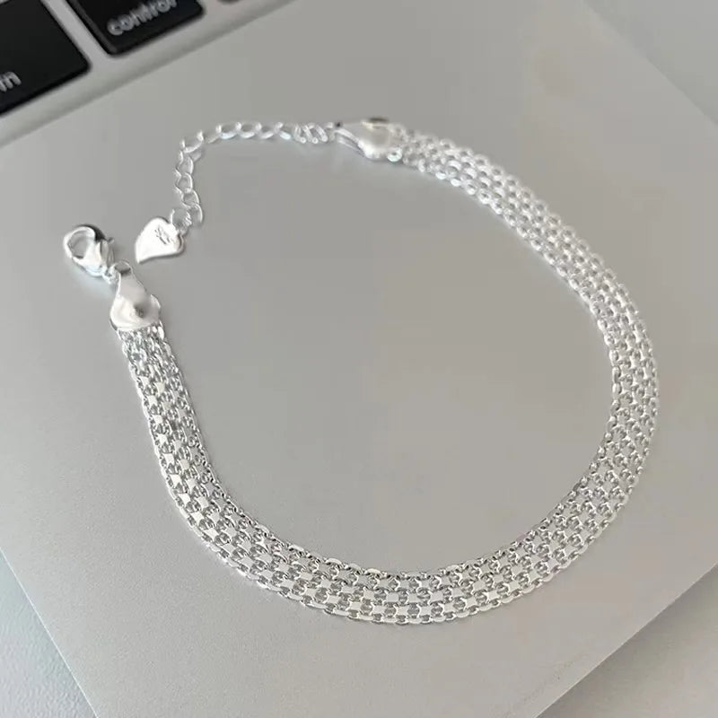 925 sterling Silver Bracelets Mesh chain for Women men Wedding Lady Noble Pretty Jewelry Fashion Nice Chain 20cm 8inch